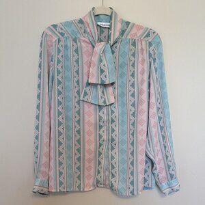 VINTAGE Alfred Dunner 80s 90s southwest stripe pattern blouse 16 EUC